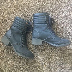 ROXY Black Leather Combat Boots